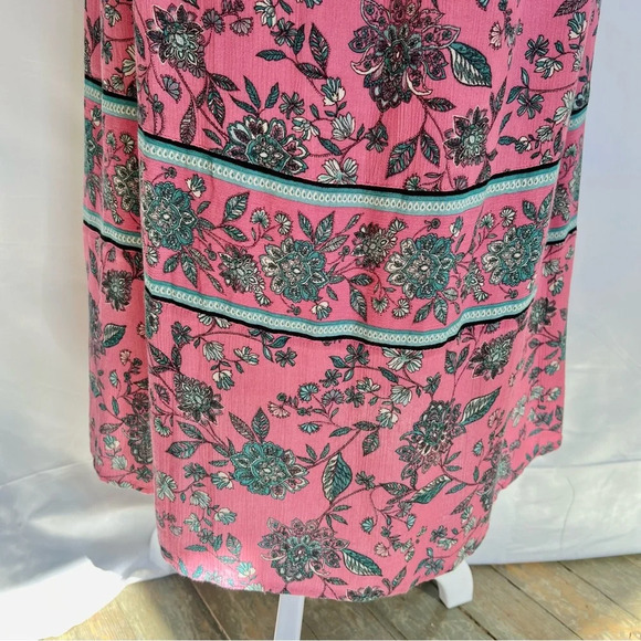 J Jill Dreamscape Border Print Maxi Dress Pink Floral Sleeveless Size Small - Picture 12 of 16